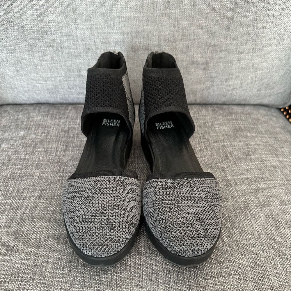 Eileen Fisher summer shoes! Mix of stretch fabric and suede w/ zippers at back.
